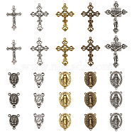 Tibetan Style Pendants and Tibetan Style Alloy Chandelier Components Links, Rosary Center Pieces, Mixed Shapes, Mixed Color, 10.8x7.4x1.8cm, 70pcs/box(TIBEP-TA0002-28)