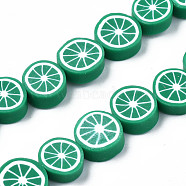 Handmade Polymer Clay Bead Strands, Lemon Slice, Sea Green, 8~10x3.5~4.5mm, Hole: 1.6mm, about 38~40pcs/strand, 13.98 inch~15.55 inch(35.5~38cm)(CLAY-R069-01L-A07)