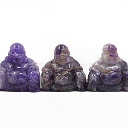 Natural Amethyst Aventurine Carved Maitreya Buddha Statue Home Decoration, Feng Shui Figurines, 30mm(G-PW0007-048A-06)