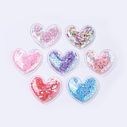 PVC and Paillette Decoration, DIY Craft Decoration, Heart, Mixed Color, 44x48x7mm(X-AJEW-F037J)