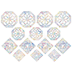 Plastic Colored Laser Stained Window Film Static Stickers, Rainbow Prism, Electrostatic Window Decals, Floral, 330x830mm(DIY-WH0654-003)