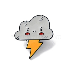 Cartoon Thundercloud Enamel Pins, Alloy Lapel Pin Backs for Backpack Clothes, Silver, 30x26mm(JEWB-V006-01B)