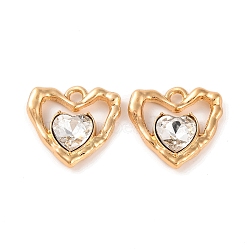 Alloy Crystal Rhinestone Pendants, Heart Charms, Clear, 18.5x19x5mm, Hole: 2mm(ALRI-M021-04D)