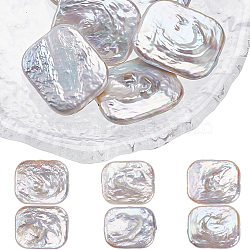 6Pcs Natural Keshi Pearl Beads, Cultured Freshwater Pearl, Baroque Pearls, Rectangle, Seashell Color, 21~26x18.5~23x4.5~9mm, Hole: 0.6mm(PEAR-SC0001-24)