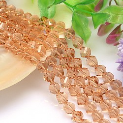 Faceted Polyhedron Imitation Austrian Crystal Bead Strands, Grade AAA, PeachPuff, 10mm, Hole: 0.9~1mm, about 40pcs/strand, 15.7 inch(G-M183-10mm-18A)