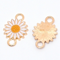 Light Gold Plated Alloy Enamel Links, Pendant Accessories, Sunflower Shape, White, 21.5x14.5x2mm, Hole: 3mm(ENAM-WH0051-03A)