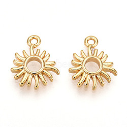 Brass Charms, Sun, Lead Free & Nickel Free & Cadmium Free, Real 18K Gold Plated, 12x10x2mm, Hole: 1mm(KK-N261-78G)