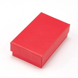 Cardboard Jewelry Pendant/Earring Boxes, 2 Slots, with Black Sponge, for Jewelry Gift Packaging, Red, 8.4x5.1x2.5cm(CBOX-L007-006C)