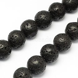Natural Lava Rock Stone Beads Strands, Round, 12mm, Hole: 1.2mm, about 32pcs/strand(X-G-R193-18-12mm)