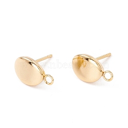 201 Stainless Steel Stud Earring Findings, with 304 Stainless Steel Pins and Horizontal Loops, Oval, Light Gold, 12x7mm, Hole: 1.6mm, Pin: 0.7mm(STAS-G266-15LG)