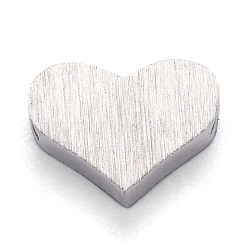 Tarnish Resistant 304 Stainless Steel Charms, Heart, Stainless Steel Color, 6x8.5x3mm, Hole: 1.8mm(STAS-H105-15P)