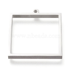 304 Stainless Steel Open Back Bezel Pendants, Double Sided Polishing, For DIY UV Resin, Epoxy Resin, Pressed Flower Jewelry, Square, Stainless Steel Color, 31x28x3mm, Hole: 2mm(STAS-K208-02P-A)