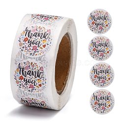 1 Inch Thank You Stickers, Self-Adhesive Kraft Paper Gift Tag Stickers, Adhesive Labels, for Festival, Christmas, Holiday Presents, with Word Thank You, Colorful, Sticker: 25mm, 500pcs/roll(DIY-G013-A14)