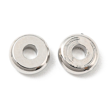Brass Beads, Cadmium Free & Lead Free, Long-Lasting Plated, Disc, Platinum, 6x2mm, Hole: 1.8mm