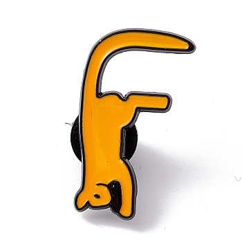 Cat Initial Letter Enamel Pin, Electrophoresis Black Alloy Cartoon Brooch for Backpack Clothes, Letter.F, 30x27.5x2mm, Pin: 1.2mm