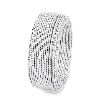 Textured Aluminum Wire, Metallic Thread for Jewelry Making, Round, Silver, 2mm, 12 Gauge, about 65.62 Feet(20m)/Roll