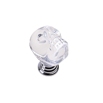 Aluminum Alloy & K9 Crystal Glass Skull Drawer Knob, with Screws, Cabinet Pulls Handles for Drawer, Doorknob Accessories, Halloween Theme, Platinum, Clear, 29x22x39mm