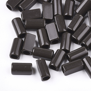 Opaque Acrylic Beads, Large Hole Beads, Cuboid, Coconut Brown, 11x6x5mm, Hole: 4mm, about 2400pcs/480g