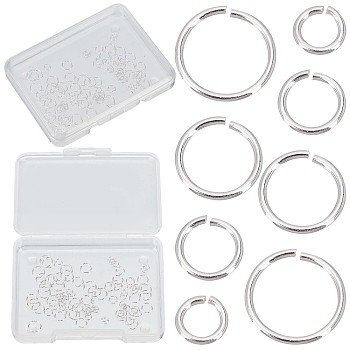 80Pcs 4 Size 925 Sterling Silver Open Jump Rings, Round Rings, Silver, 3~6x0.5mm, Inner Diameter: 2~5mm, 20Pcs/size