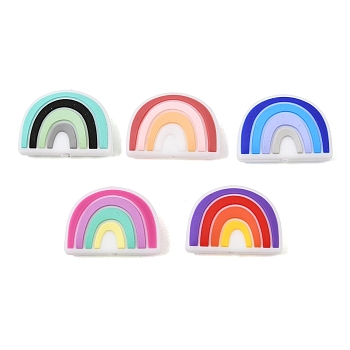 Silicone Beads, Focal Beads, Rainbow, Mixed Color, 18x26x9mm, Hole: 2mm