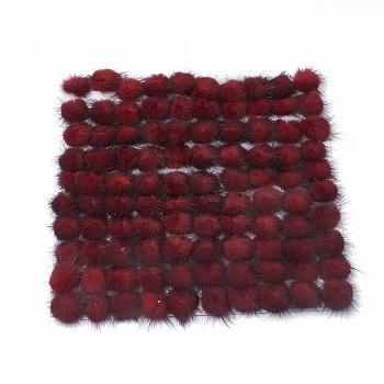 Faux Mink Fur Ball Decoration, Pom Pom Ball, For DIY Craft, Dark Red, 3~3.5cm, about 80pcs/board