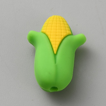 Food Grade Eco-Friendly Silicone Beads, Corn, Colorful, 28x20x11mm, Hole: 2.5mm