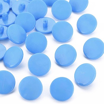 1-Hole Plastic Buttons, Flat Round, Cornflower Blue, 18x8mm, Hole: 2.5mm