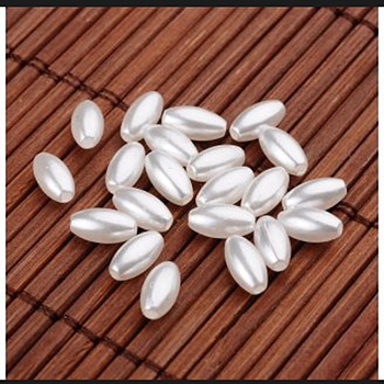 ABS Plastic Imitation Pearl Beads, Oval, White, 8x4mm, Hole: 1mm, about 5500pcs/ponud