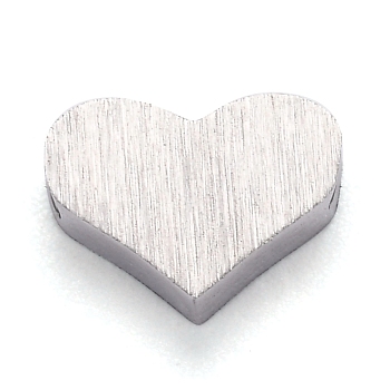 304 Stainless Steel Charms, Heart, Stainless Steel Color, 6x8.5x3mm, Hole: 1.8mm