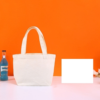 Cotton Cloth Blank Canvas Bag, Horizontal Tote Bag for DIY Craft, Snow, 20x30x1cm