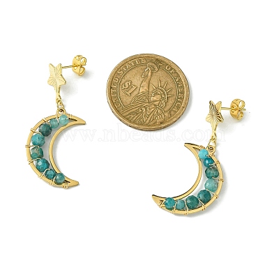 3 Pair 3 Style Natural Mixed Gemsotne Beaded Moon & Star Dangle Stud Earrings(EJEW-TA00320)-3