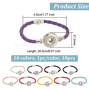 Elite 10Pcs 10 Colors PU Imitation Leather Braided Bracelet Makings(FIND-PH0010-84)-2