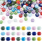 200Pcs Handmade Porcelain Beads, Bright Glazed Porcelain, Round, 8x7mm, Hole: 3mm, 200pcs(PORC-TA0001-61C)