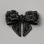 Bowknot Crystal Rhinestone Detachable Shoe Decorations, Black, 73x98x19mm(FIND-WH0260-31B)
