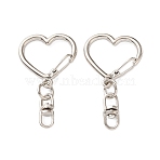 Zinc Alloy & Iron Swivel Clasps, Heart, Platinum, 44mm(FIND-K026-01P)