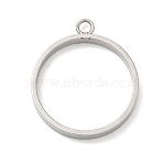 304 Stainless Steel Open Back Bezel Pendants, for DIY UV Resin, Epoxy Resin, Pressed Flower Jewelry, Flat Round, Stainless Steel Color, 26x22x3mm, Hole: 2.5mm, Inner Diameter: 20mm(STAS-B126-06E-P)