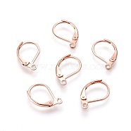 304 Stainless Steel Leverback Earring Findings, with Loop, Rose Gold, 15.5x10x1.5mm, Hole: 1.5mm(STAS-P166-12RG)