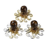 Octopus Resin Figurines, Reiki Gold Foil Natural Tiger Eye Chips Inside for Home Office Desk Decoration, 101x97x44mm(G-A100-01D)