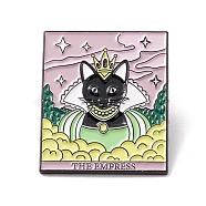 The Empress Word Enamel Pin, Cat Tarot Alloy Badge for Backpack Clothes, Electrophoresis Black, Crown Pattern, 30.5x25.5x1.5mm, Pin: 1mm(JEWB-H007-20EB)