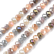 Electroplate Glass Beads Strands, AB Color Plated, Faceted, Rondelle, Dark Gray, 3.5x3mm, Hole: 0.8mm, about 138~142pcs/strand, 15.63''~16.06''(39.7cm~40.8cm)(EGLA-T020-13A-01)