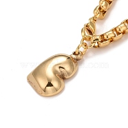 304 Stainless Steel Pendants Necklaces, with Box Chain Necklace, Heart, Golden, 45.3x0.5cm(STAS-D178-06G)