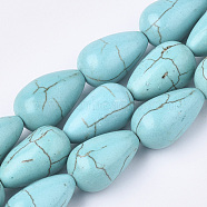 Synthetic Turquoise Beads Strands, teardrop, 16~17x9~10mm, Hole: 1mm, about 24pcs/strand, 15.7 inch(TURQ-S391-09)