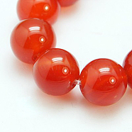 Natural Carnelian Beads Strands, Grade A, Dyed, Round, 10mm, Hole: 1mm, 19pcs/strand, 8 inch(G-C076-10mm-2A)