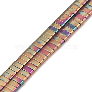 Electroplated Non-magnetic Synthetic Hematite Beads Strands, Rectangle, 2-Hole, Pink Plated, 5x2x2mm, Hole: 0.8mm, about 193pcs/strand, 8.27 inch(21cm)(G-G089-A02-07)