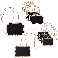 10Pcs 2 Style Blank Wooden Mini Chalkboard Signs, Hanging Chalkboard Labels, with Hemp Rope, Black, 5pcs/style(AJEW-DR0001-18)