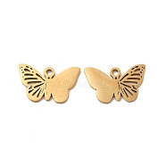201 Stainless Steel Pendants, Butterfly Charm, Golden, 10x16x0.9mm, Hole: 1.4mm(STAS-K251-074G)