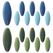 16Pcs 8 Color Plastic Blank Oval Brooch Pins, Scarf Hijab Lapel Pin Buckles for Ladies Hair Dressing Accessories, Green, 36x13.5x9mm, 2Pcs/color(JEWB-CP0001-10C)