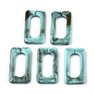 Acrylic Linking Rings, Quick Link Connectors, for Cross Chains Making, Imitation Gemstone Style, Rectangle, Medium Turquoise, 43.5x23x4.5mm, Inner Diameter: 30x12mm, about 147pcs/500g(OACR-S021-70A-D03)