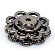 Hollow Alloy Snap Buttons, Sewing Accessories, Flower, Gunmetal, 1 inch(25mm)(BUTT-WH0015-24B)