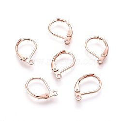 304 Stainless Steel Leverback Earring Findings, with Loop, Rose Gold, 15.5x10x1.5mm, Hole: 1.5mm(STAS-P166-12RG)
